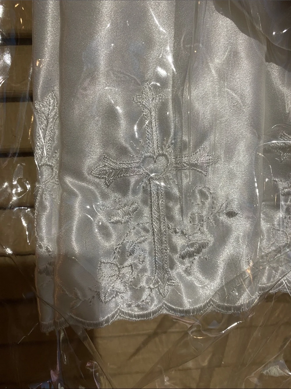 Ivory Satin  Girl Dress with Lace Trim and hat